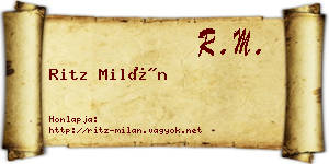 Ritz Milán névjegykártya